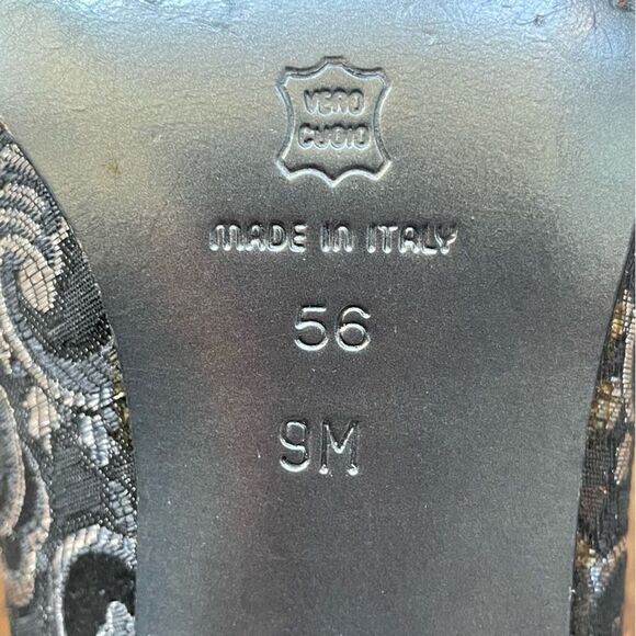 Via Spiga Black Gray Silver Brocade Pointed Toe Pumps Heels Italy, size 9M - Picture 9 of 16